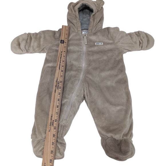 Carters Baby Pram 3-6 months Tan Bear Ears Full Zip Furry Little Explorer One Pc - Picture 9 of 10